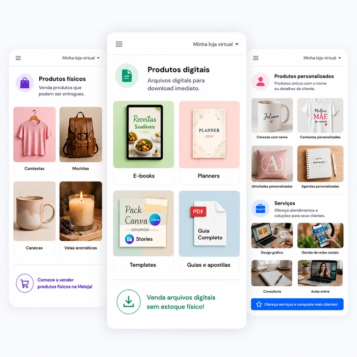 Venda produtos personalizados, digitais e serviços